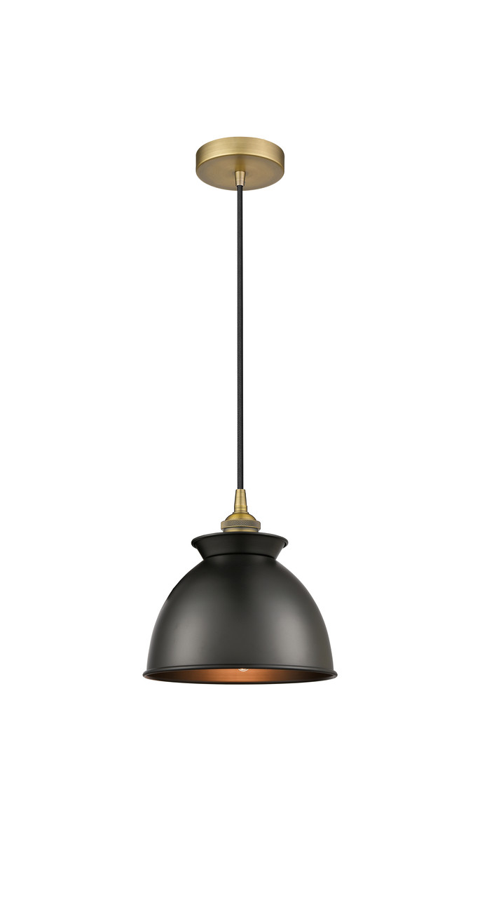 INNOVATIONS 616-1P-BB-M14-BK Adirondack 1 Light Mini Pendant part of the Edison Collection Brushed Brass