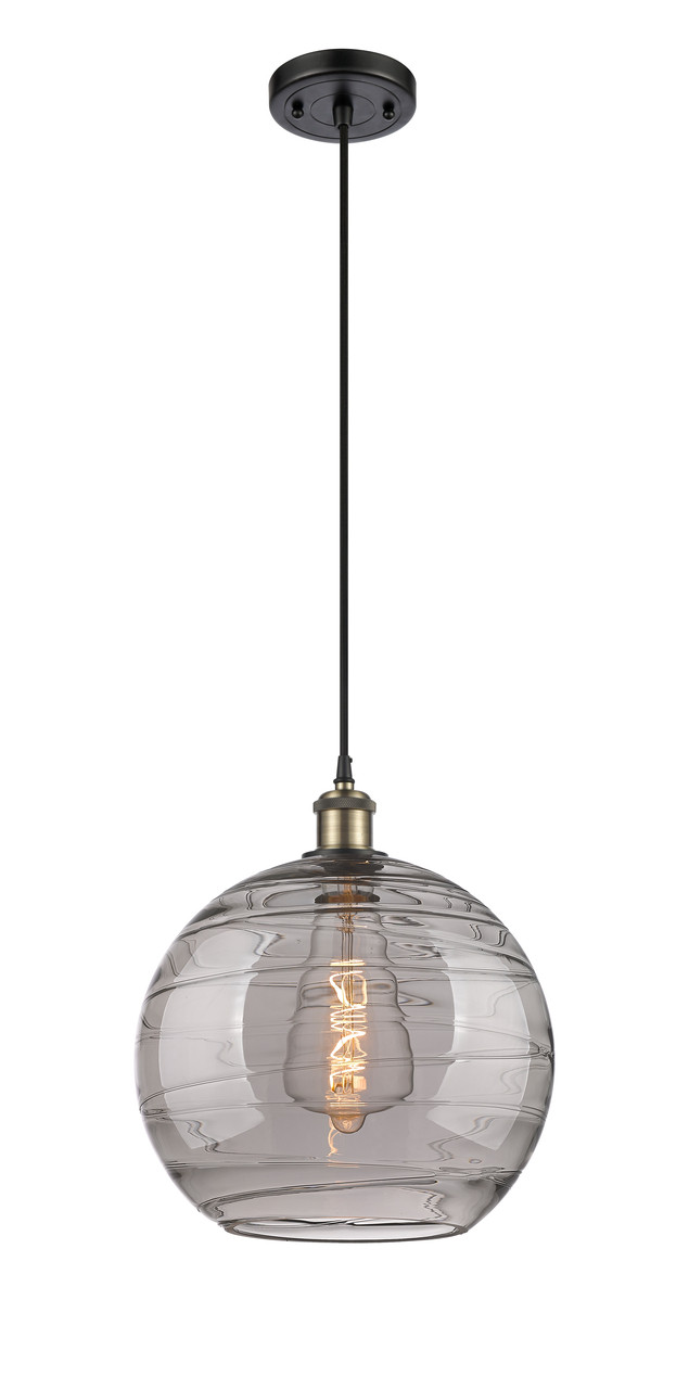INNOVATIONS 516-1P-BAB-G1213-12SM Deco Swirl 1 Light 12 inch Mini Pendant Black Antique Brass