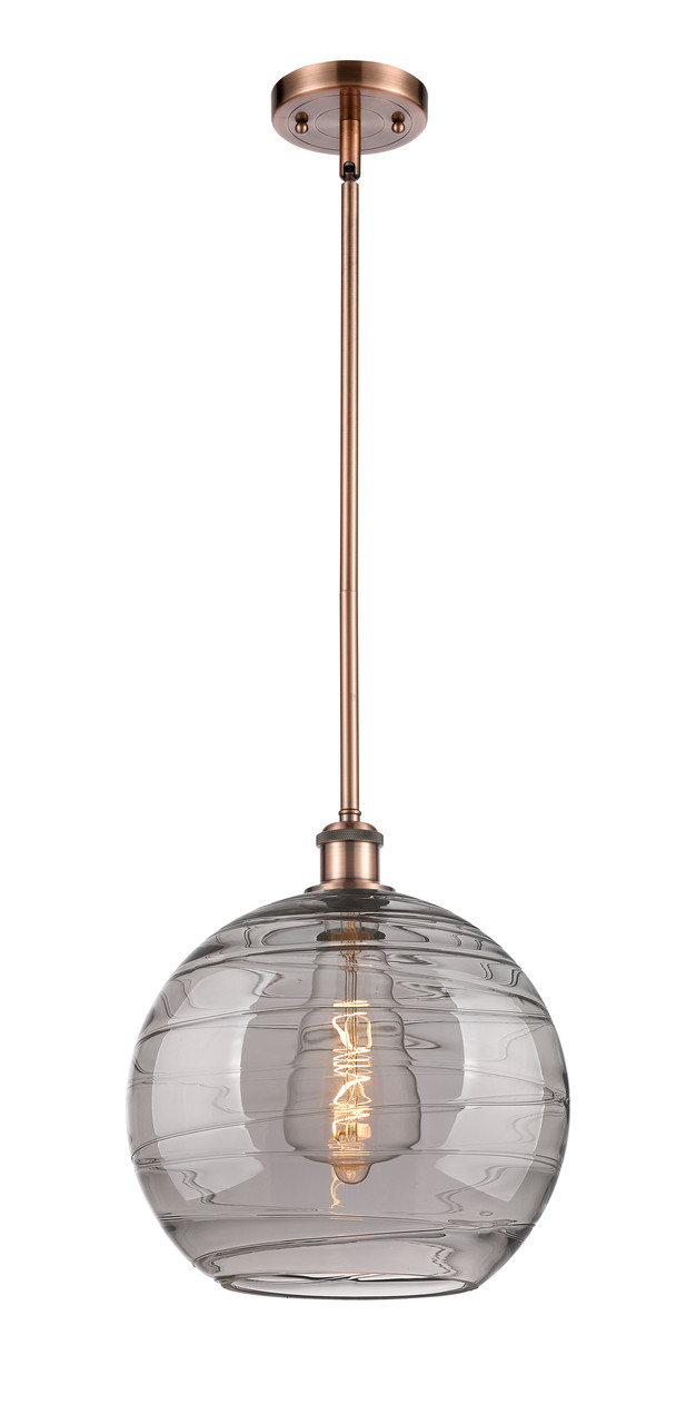 INNOVATIONS 516-1S-AC-G1213-12SM Deco Swirl 1 Light 12 inch Mini Pendant Antique Copper