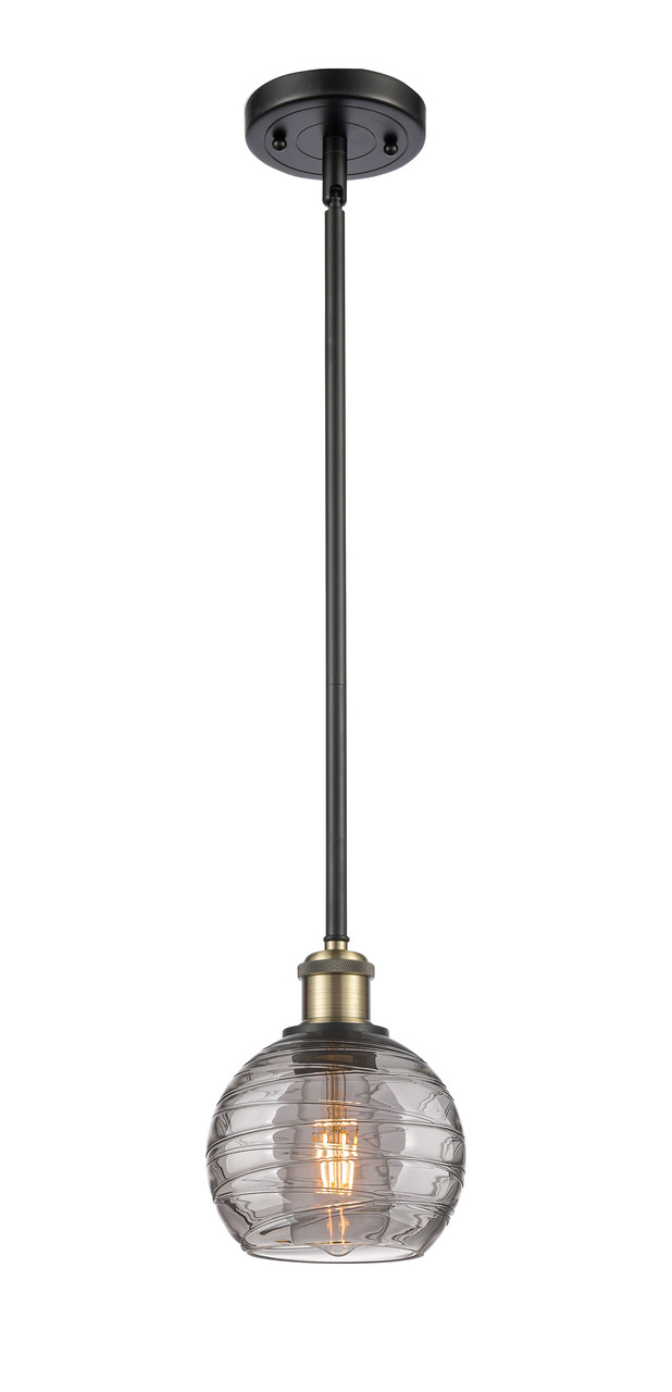 INNOVATIONS 516-1S-BAB-G1213-6SM Deco Swirl 1 Light 6 inch Mini Pendant Black Antique Brass
