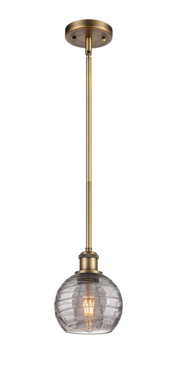 INNOVATIONS 516-1S-BB-G1213-6SM Deco Swirl 1 Light 6 inch Mini Pendant Brushed Brass