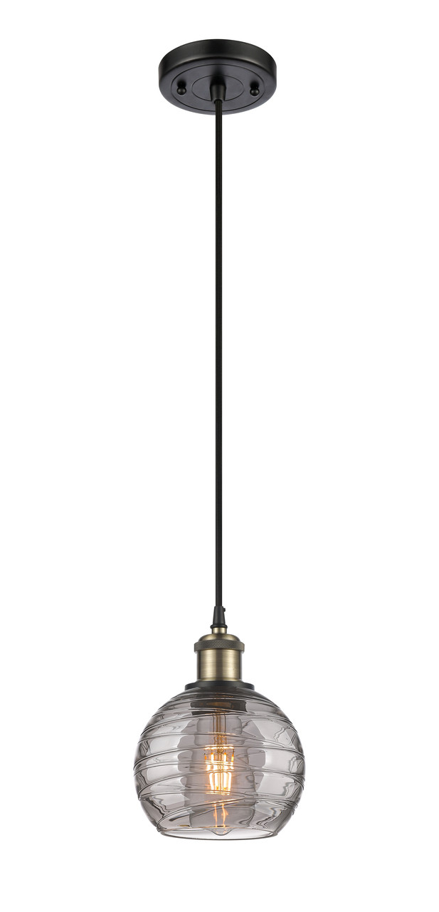 INNOVATIONS 516-1P-BAB-G1213-6SM Deco Swirl 1 Light 6 inch Mini Pendant Black Antique Brass
