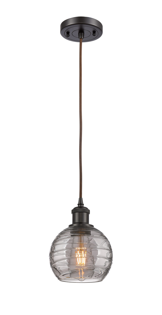 INNOVATIONS 516-1P-OB-G1213-6SM Deco Swirl 1 Light 6 inch Mini Pendant Oil Rubbed Bronze