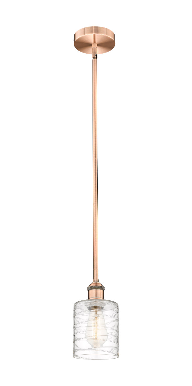 INNOVATIONS 616-1S-AC-G1113 Cobbleskill 1 Light Mini Pendant part of the Ballston Collection Antique Copper