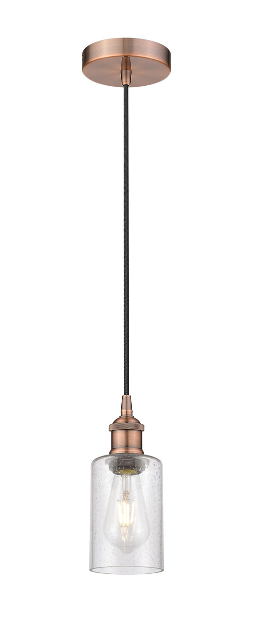 INNOVATIONS 616-1P-AC-G804 Clymer 1 3.875 inch Mini Pendant Antique Copper