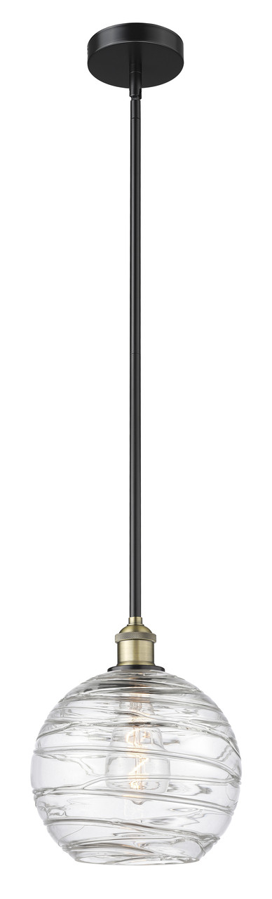 INNOVATIONS 616-1S-BAB-G1213-10 Athens Deco Swirl 1 10 inch Mini Pendant Black Antique Brass