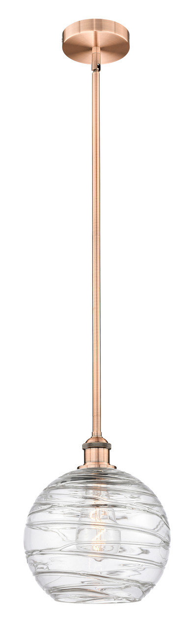 INNOVATIONS 616-1S-AC-G1213-10 Athens Deco Swirl 1 Light 10 inch Mini Pendant Antique Copper