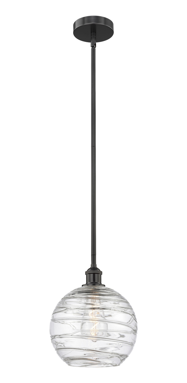 INNOVATIONS 616-1S-BK-G1213-10 Athens Deco Swirl 1 Light 10 inch Mini Pendant Matte Black