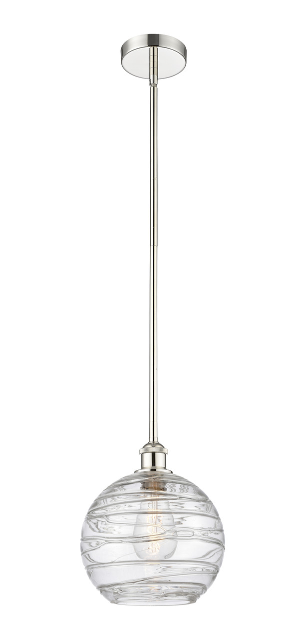 INNOVATIONS 616-1S-PN-G1213-10 Athens Deco Swirl 1 Light 10 inch Mini Pendant Polished Nickel