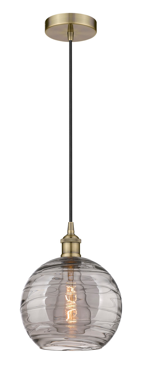 INNOVATIONS 616-1P-AB-G1213-10SM Athens Deco Swirl 1 Light 10 inch Mini Pendant Antique Brass