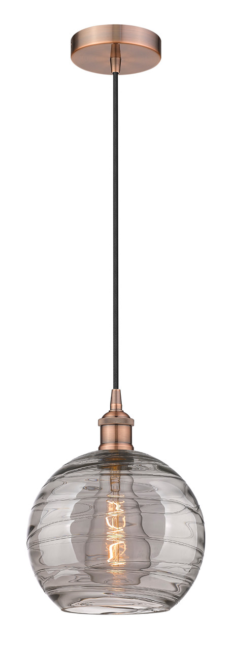 INNOVATIONS 616-1P-AC-G1213-10SM Athens Deco Swirl 1 Light 10 inch Mini Pendant Antique Copper