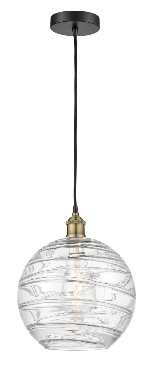 INNOVATIONS 616-1P-BAB-G1213-12 Athens Deco Swirl 1 12 inch Mini Pendant Black Antique Brass