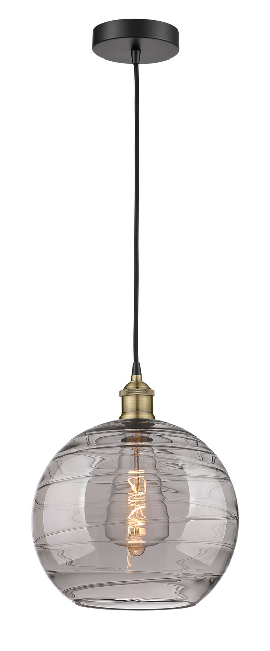 INNOVATIONS 616-1P-BAB-G1213-12SM Athens Deco Swirl 1 12 inch Mini Pendant Black Antique Brass