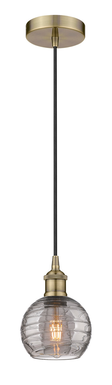 INNOVATIONS 616-1P-AB-G1213-6SM Athens Deco Swirl 1 Light 6 inch Mini Pendant Antique Brass