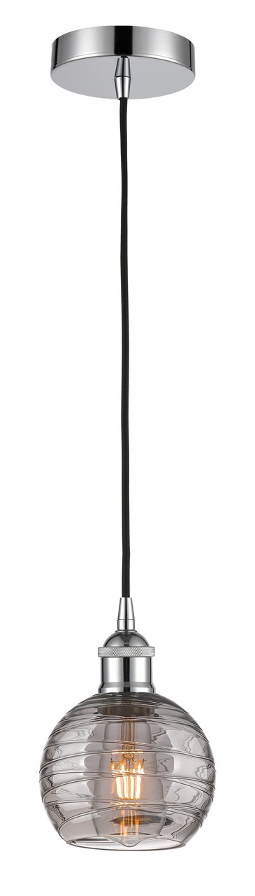 INNOVATIONS 616-1P-PC-G1213-6SM Athens Deco Swirl 1 Light 6 inch Mini Pendant Polished Chrome