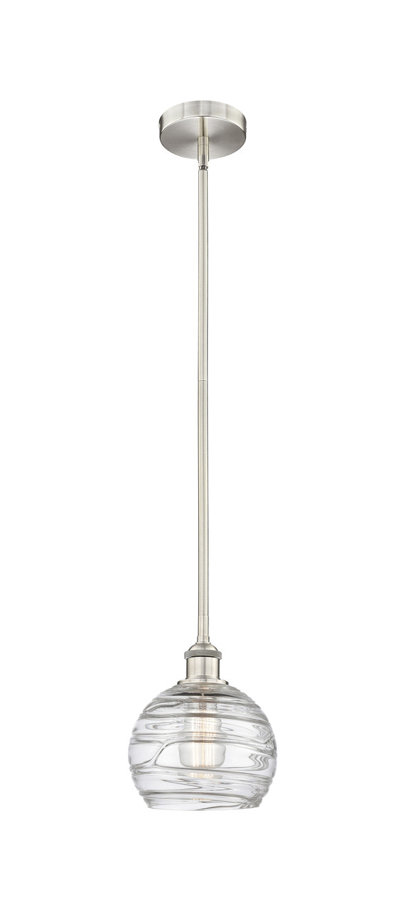 INNOVATIONS 616-1S-SN-G1213-8 Athens Deco Swirl 1 Light 8 inch Mini Pendant Brushed Satin Nickel