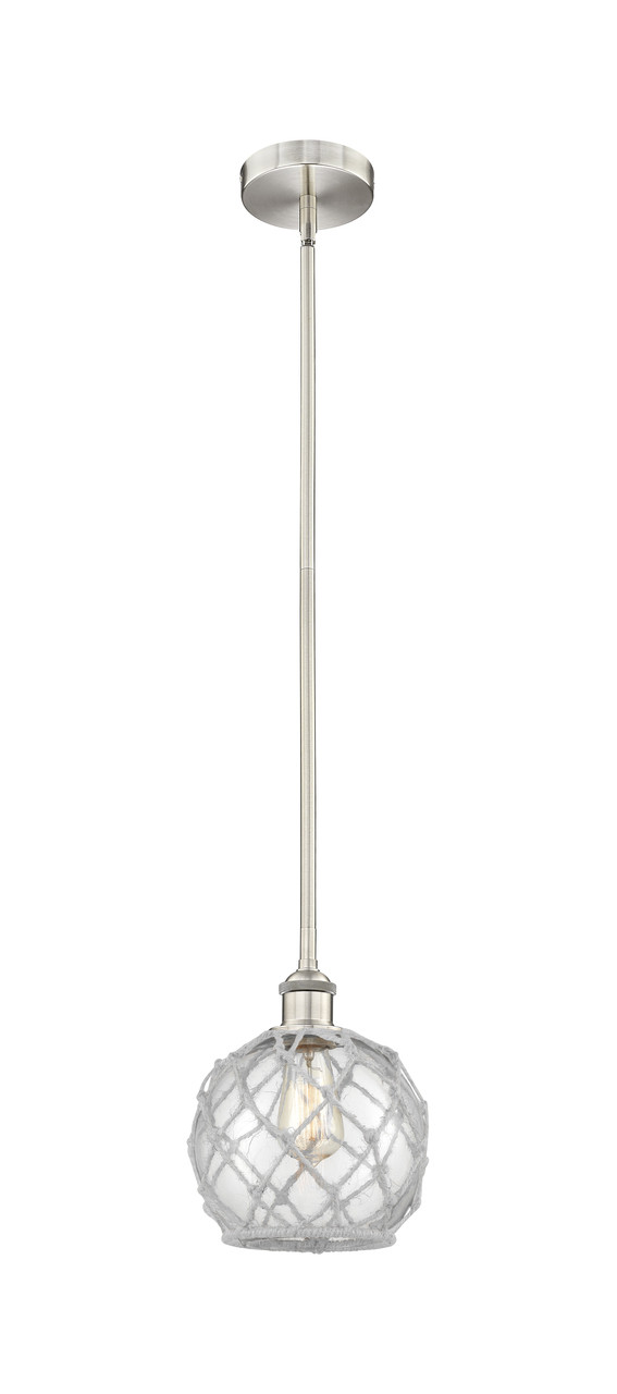 INNOVATIONS 616-1S-SN-G122-8RW Farmhouse Rope 1 Light 8 inch Mini Pendant Brushed Satin Nickel