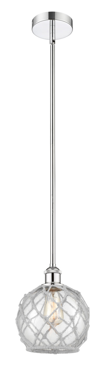 INNOVATIONS 616-1S-PC-G122-8RW Farmhouse Rope 1 Light 8 inch Mini Pendant Polished Chrome