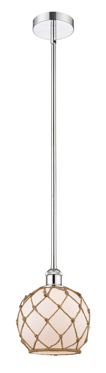 INNOVATIONS 616-1S-PC-G121-8RB Farmhouse Rope 1 Light 8 inch Mini Pendant Polished Chrome