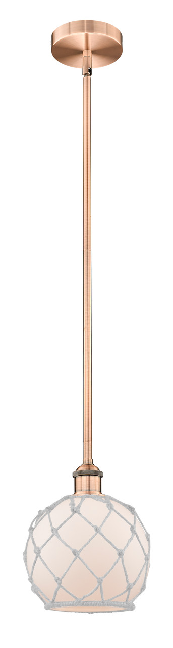 INNOVATIONS 616-1S-AC-G121-8RW Farmhouse Rope 1 Light 8 inch Mini Pendant Antique Copper