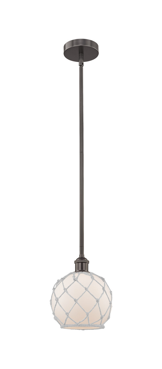 INNOVATIONS 616-1S-OB-G121-8RW Farmhouse Rope 1 Light 8 inch Mini Pendant Oil Rubbed Bronze