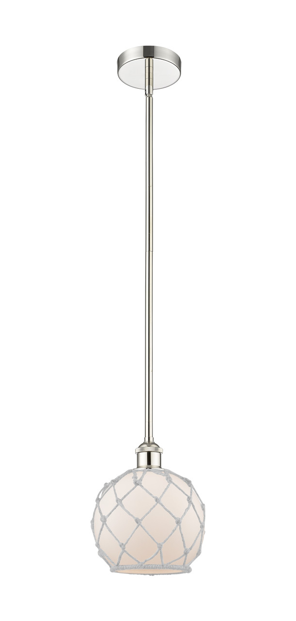 INNOVATIONS 616-1S-PN-G121-8RW Farmhouse Rope 1 Light 8 inch Mini Pendant Polished Nickel