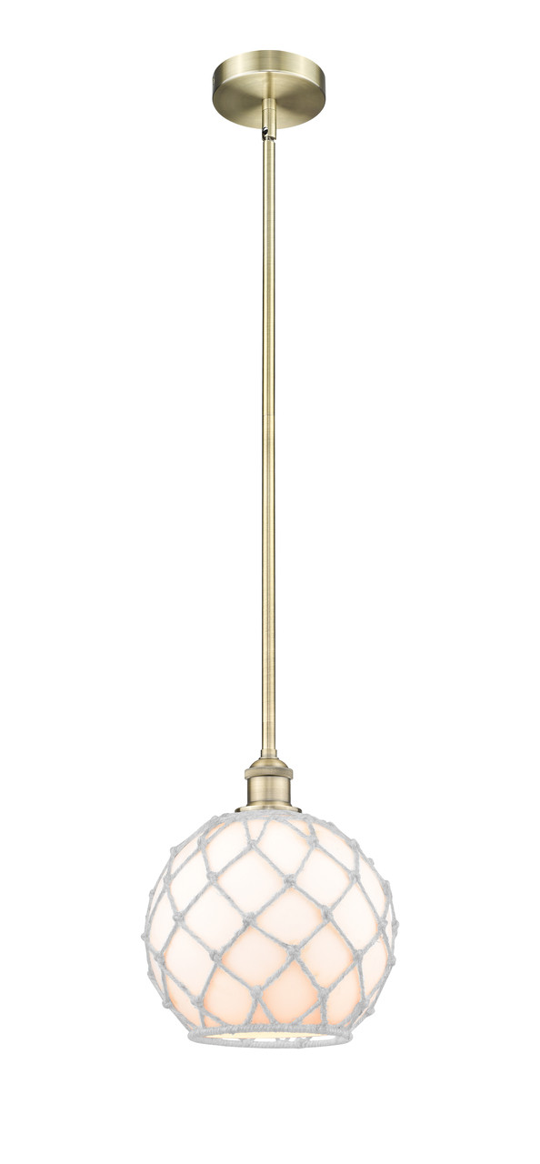 INNOVATIONS 616-1S-AB-G122-10RB Farmhouse Rope 1 Light 10 inch Mini Pendant Antique Brass