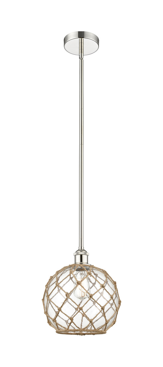 INNOVATIONS 616-1S-PN-G122-10RB Farmhouse Rope 1 Light 10 inch Mini Pendant Polished Nickel