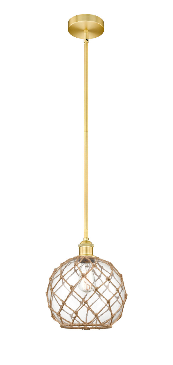INNOVATIONS 616-1S-SG-G122-10RB Farmhouse Rope 1 Light 10 inch Mini Pendant Satin Gold