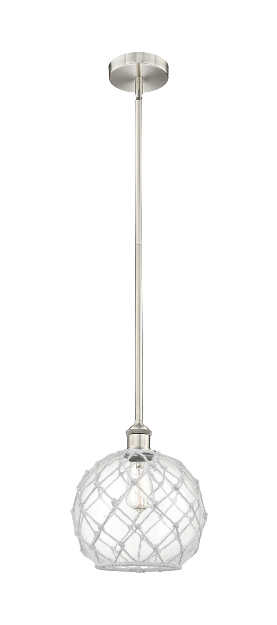 INNOVATIONS 616-1S-SN-G122-10RW Farmhouse Rope 1 Light 10 inch Mini Pendant Brushed Satin Nickel