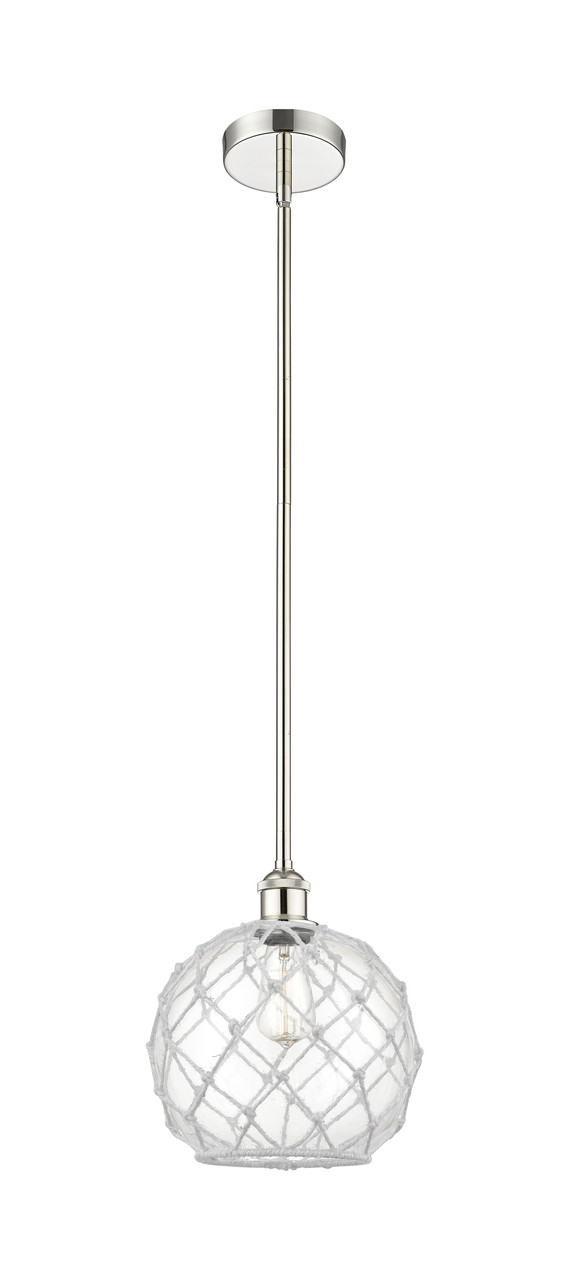 INNOVATIONS 616-1S-PN-G122-10RW Farmhouse Rope 1 Light 10 inch Mini Pendant Polished Nickel