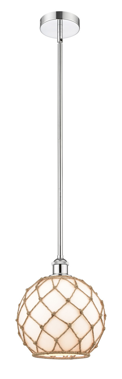 INNOVATIONS 616-1S-PC-G121-10RB Farmhouse Rope 1 Light 10 inch Mini Pendant Polished Chrome