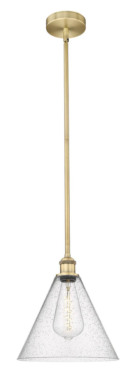 INNOVATIONS 616-1S-BB-GBC-124 Edison Cone 1 Light 12 inch Mini Pendant Brushed Brass