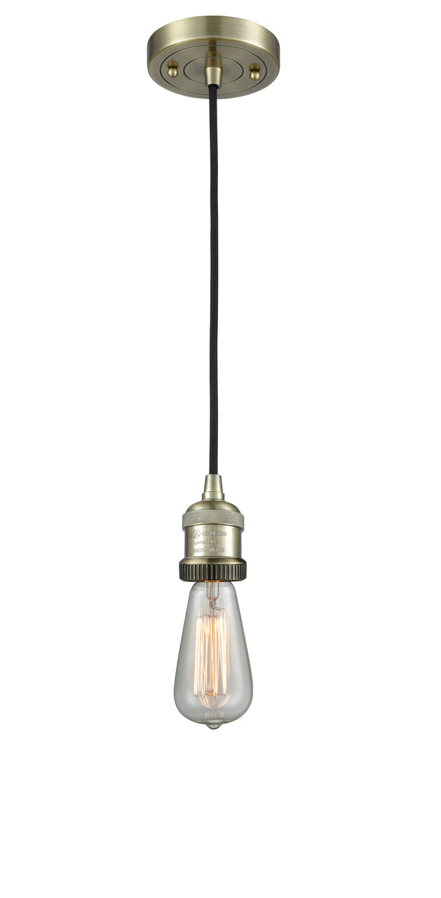 INNOVATIONS 201C-AB Bare Bulb 1 Light Mini Pendant part of the Franklin Restoration Collection Antique Brass