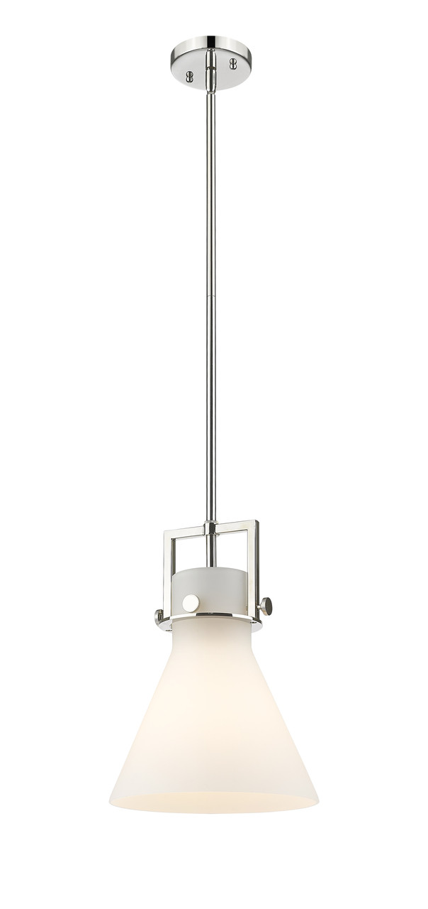 INNOVATIONS 411-1SM-PN-G411-10WH Newton Cone 1 10 inch Mini Pendant Polished Nickel