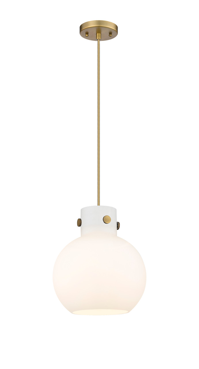 INNOVATIONS 410-1PM-BB-G410-10WH Newton Sphere 1 10 inch Mini Pendant Brushed Brass