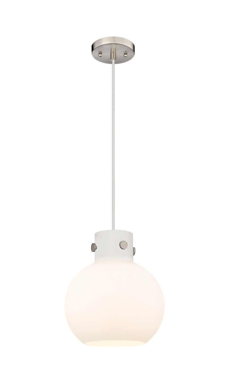INNOVATIONS 410-1PM-SN-G410-10WH Newton Sphere 1 10 inch Mini Pendant Brushed Satin Nickel