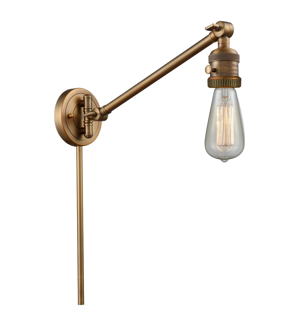 INNOVATIONS 237-BB Bare Bulb 1 Light 5 inch Swing Arm With Switch Brushed Brass