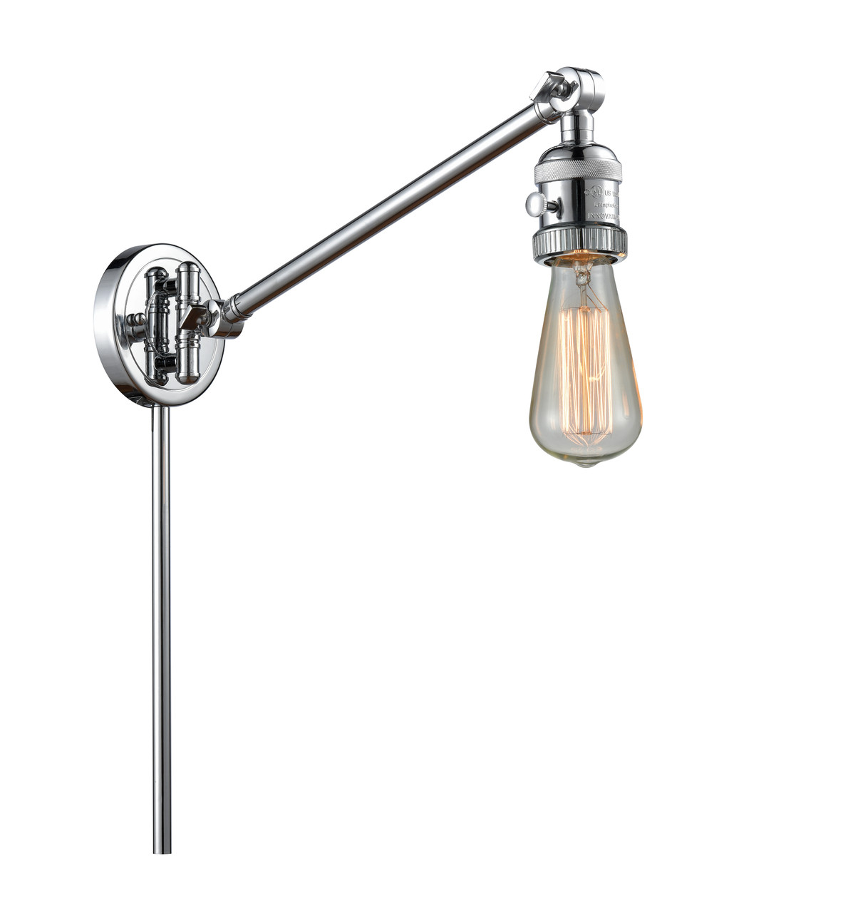 INNOVATIONS 237-PC Bare Bulb 1 Light 5 inch Swing Arm With Switch Polished Chrome