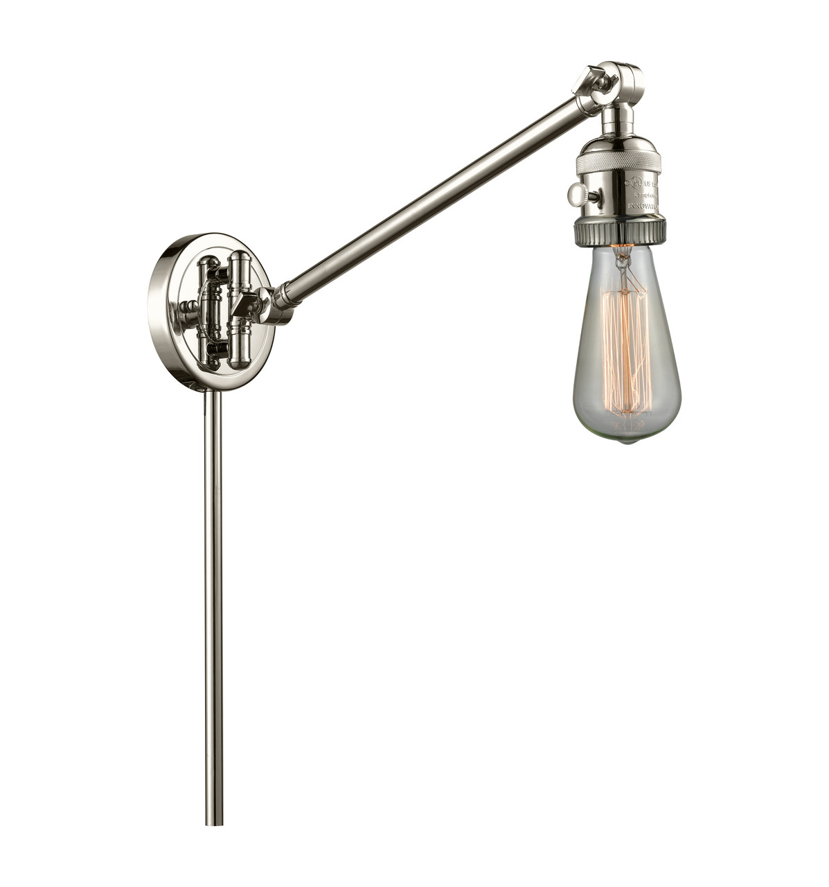 INNOVATIONS 237-PN Bare Bulb 1 Light 5 inch Swing Arm With Switch Polished Nickel