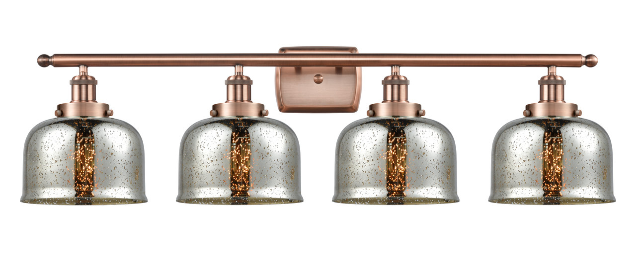 INNOVATIONS 916-4W-AC-G78 Large Bell 4 Light Bath Vanity Light part of the Ballston Collection Antique Copper