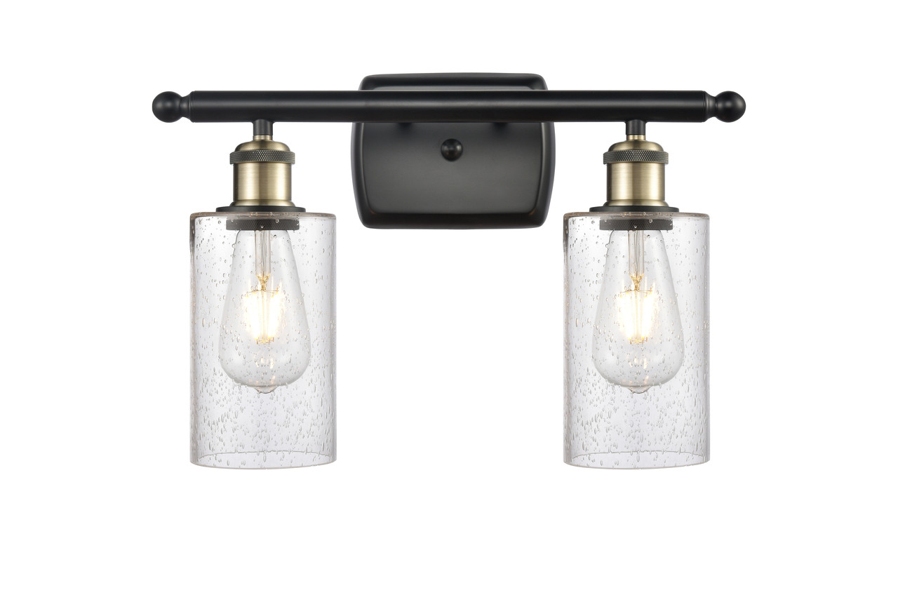 INNOVATIONS 516-2W-BAB-G804 Clymer 2 16 inch Bath Vanity Light Black Antique Brass