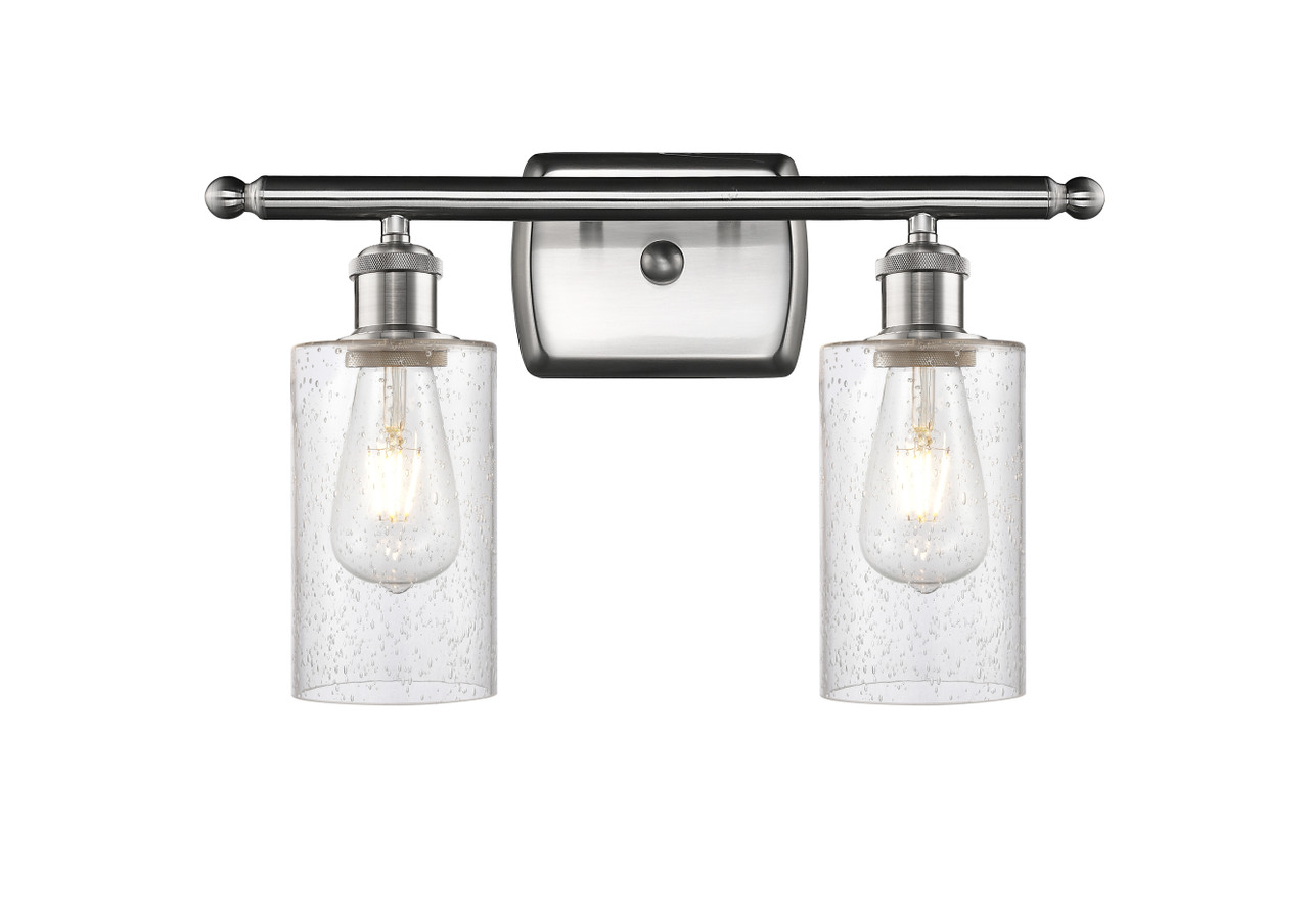 INNOVATIONS 516-2W-SN-G804 Clymer 2 16 inch Bath Vanity Light Brushed Satin Nickel