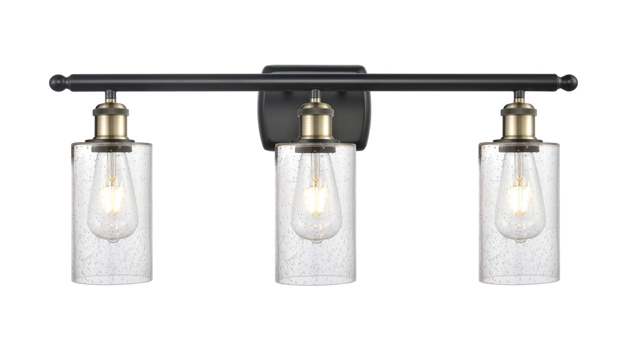 INNOVATIONS 516-3W-BAB-G804 Clymer 3 26 inch Bath Vanity Light Black Antique Brass
