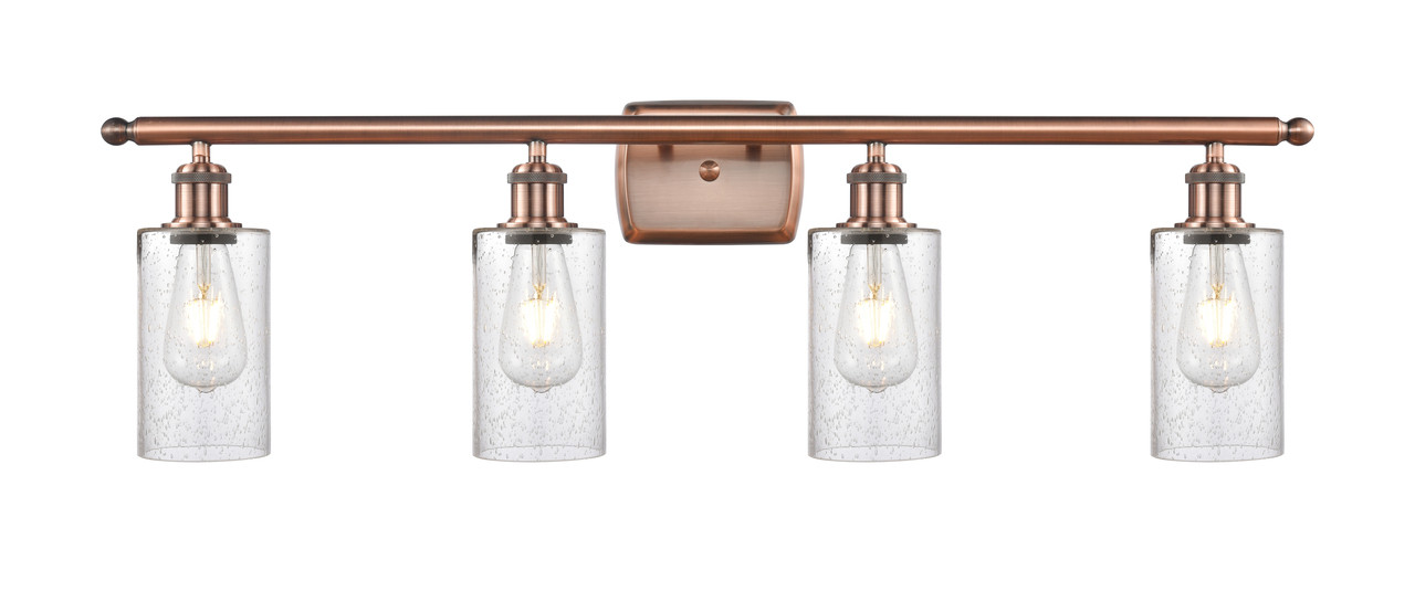 INNOVATIONS 516-4W-AC-G804 Clymer 4 36 inch Bath Vanity Light Antique Copper