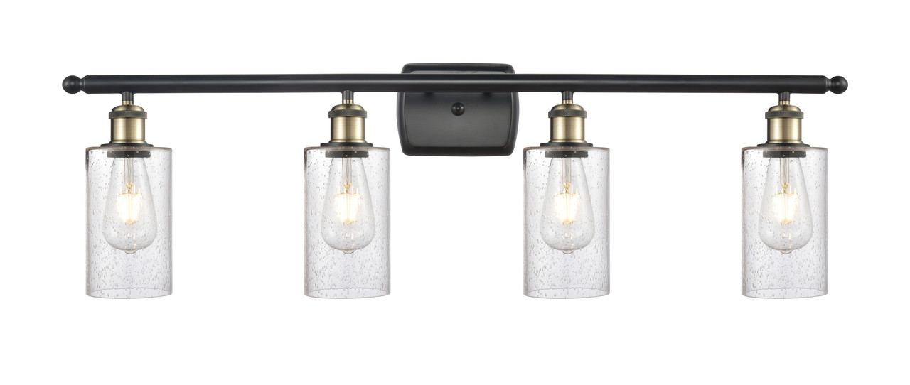 INNOVATIONS 516-4W-BAB-G804 Clymer 4 36 inch Bath Vanity Light Black Antique Brass