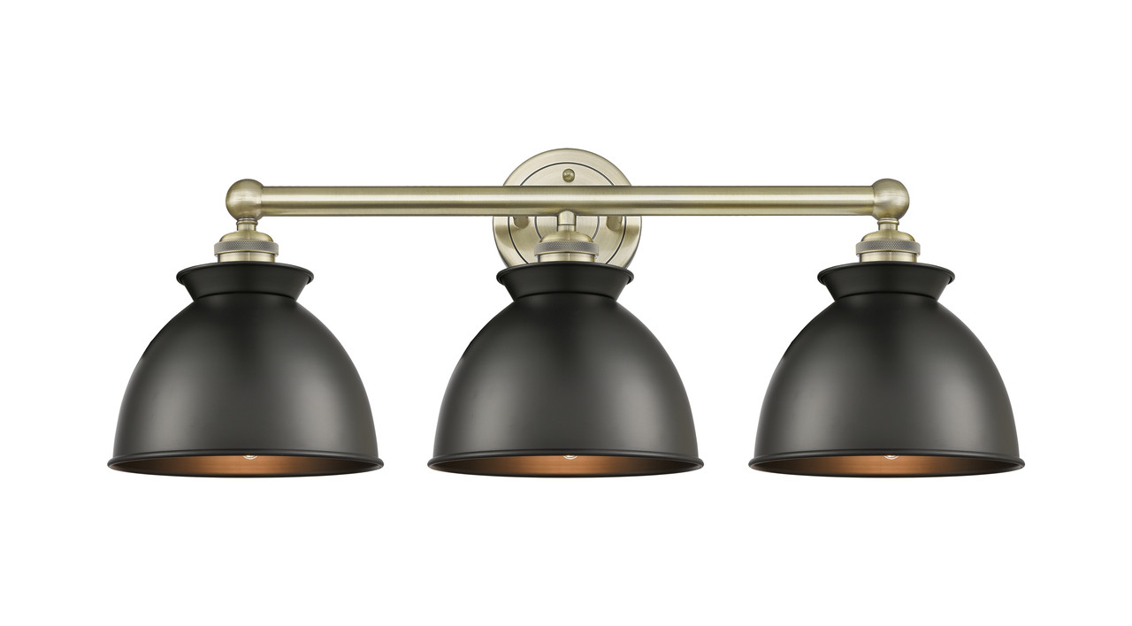 INNOVATIONS 616-3W-AB-M14-BK Adirondack 3 Light Bath Vanity Light part of the Edison Collection Antique Brass
