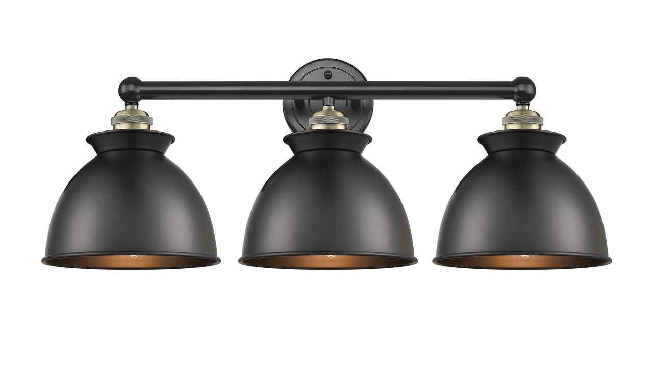 INNOVATIONS 616-3W-BAB-M14-BK Adirondack 3 Light Bath Vanity Light part of the Edison Collection Black Antique Brass
