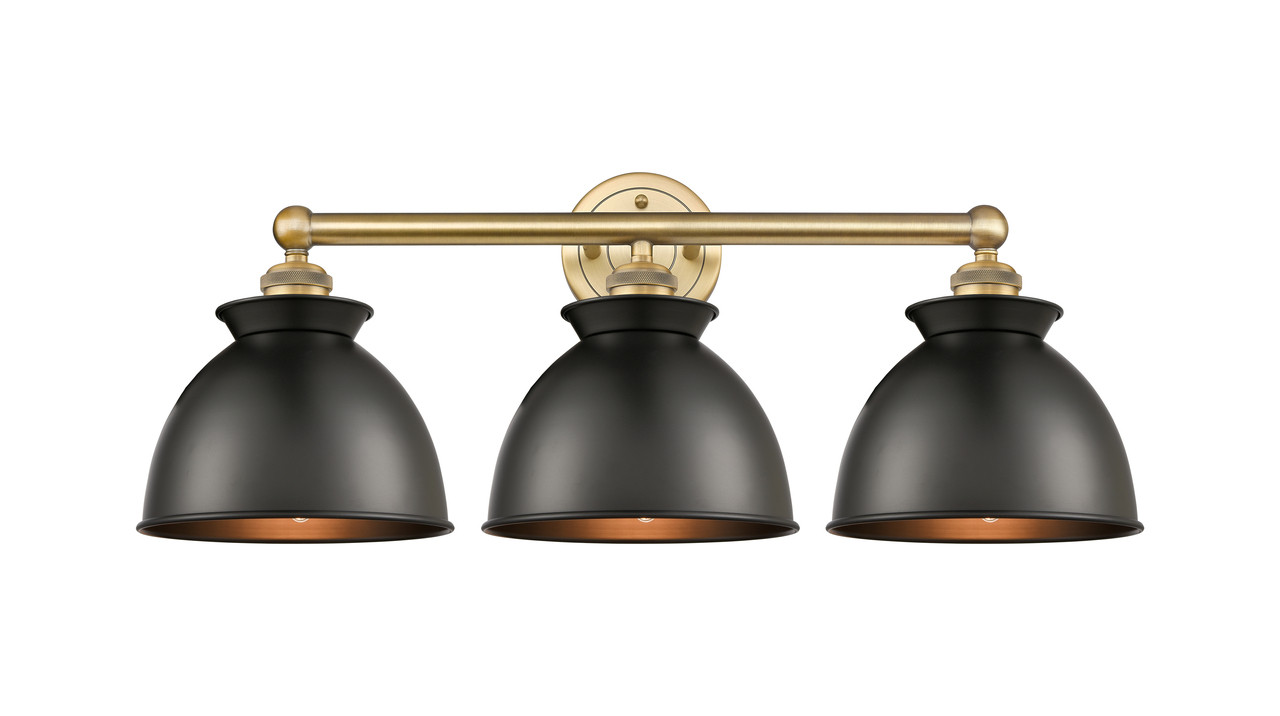 INNOVATIONS 616-3W-BB-M14-BK Adirondack 3 Light Bath Vanity Light part of the Edison Collection Brushed Brass