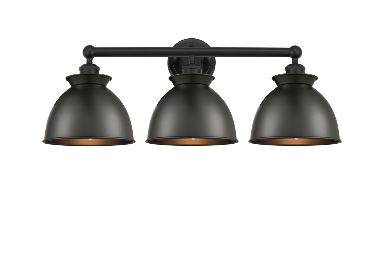 INNOVATIONS 616-3W-BK-M14-BK Adirondack 3 Light Bath Vanity Light part of the Edison Collection Matte Black